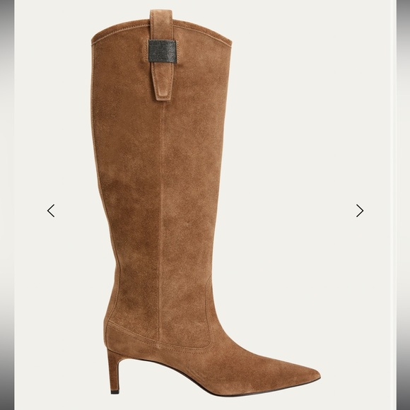 BRUNELLO CUCINELLI
Suede Monili Stiletto Riding Boots - Picture 3 of 10